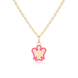 Gold necklace for girls with pink angel