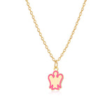 Gold necklace for girls with pink angel