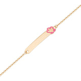 Bracciale oro bambina con targhetta e angelo rosa