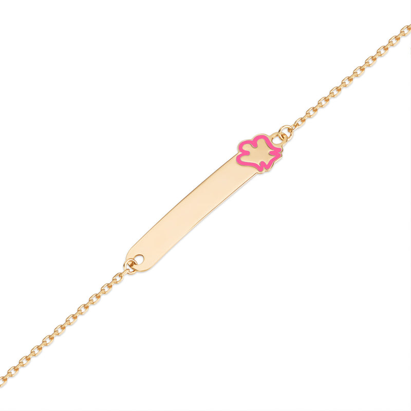 Gold bracelet for girls with tag and pink angel