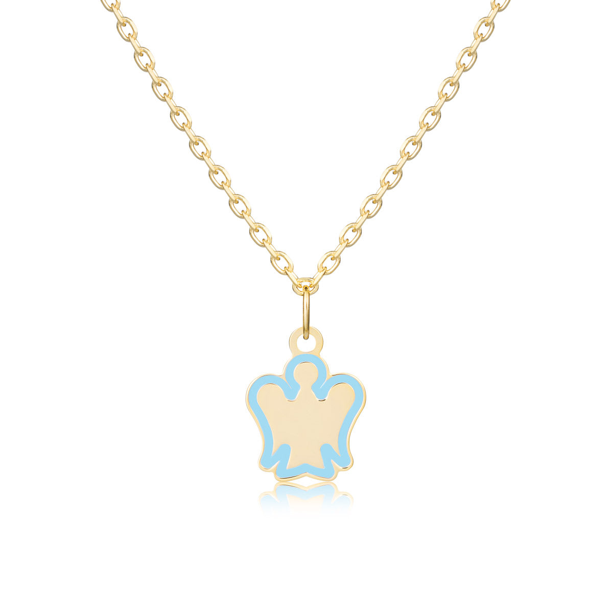 Collana oro bambino con angelo azzurro
