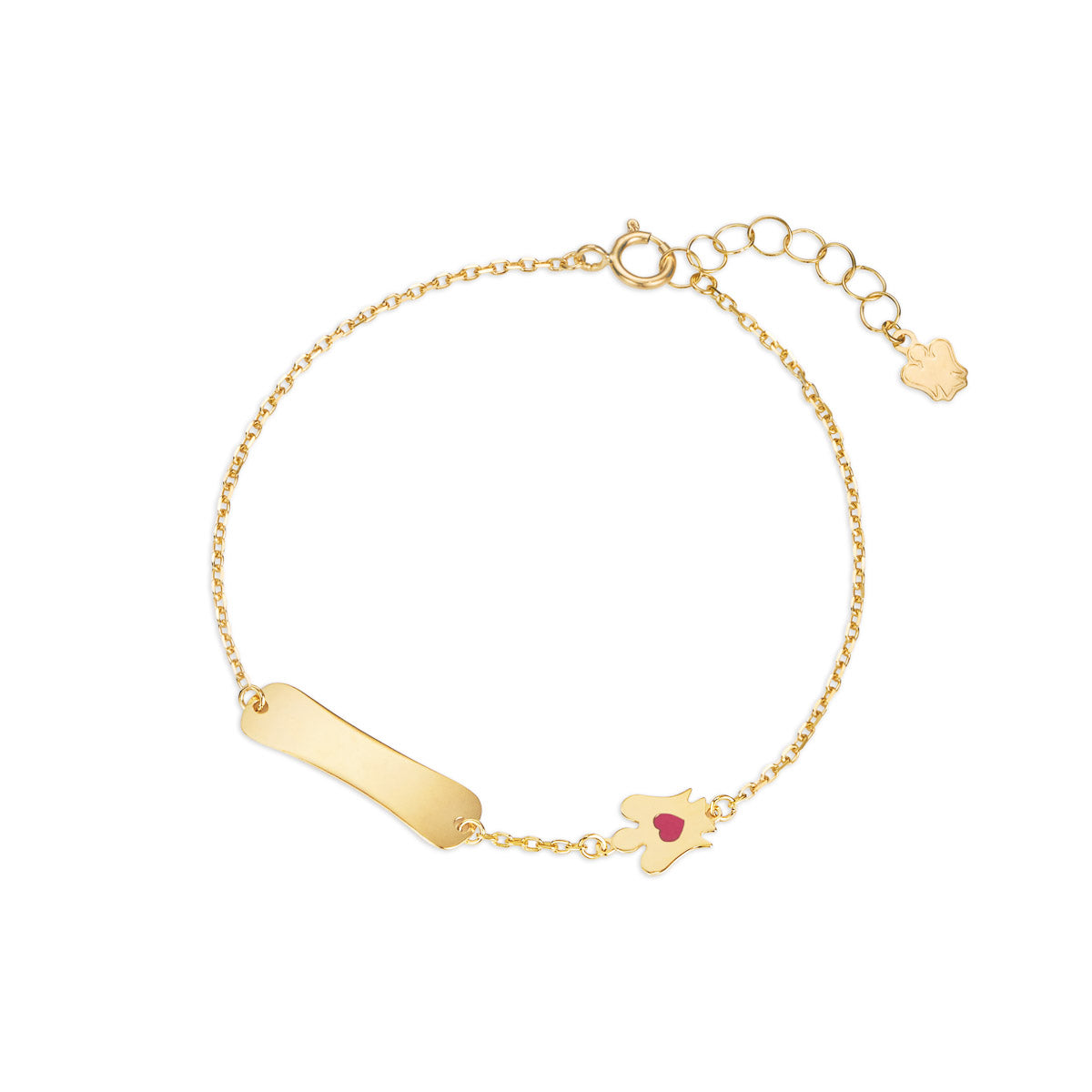 Bracciale oro bambina con targhetta e angelo