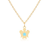Gold child necklace with angel and blue star
