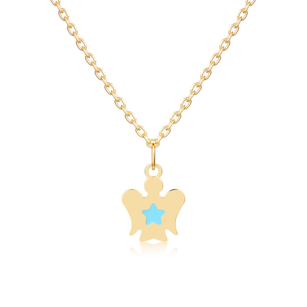 Collana oro bambino con angelo e stella azzurra