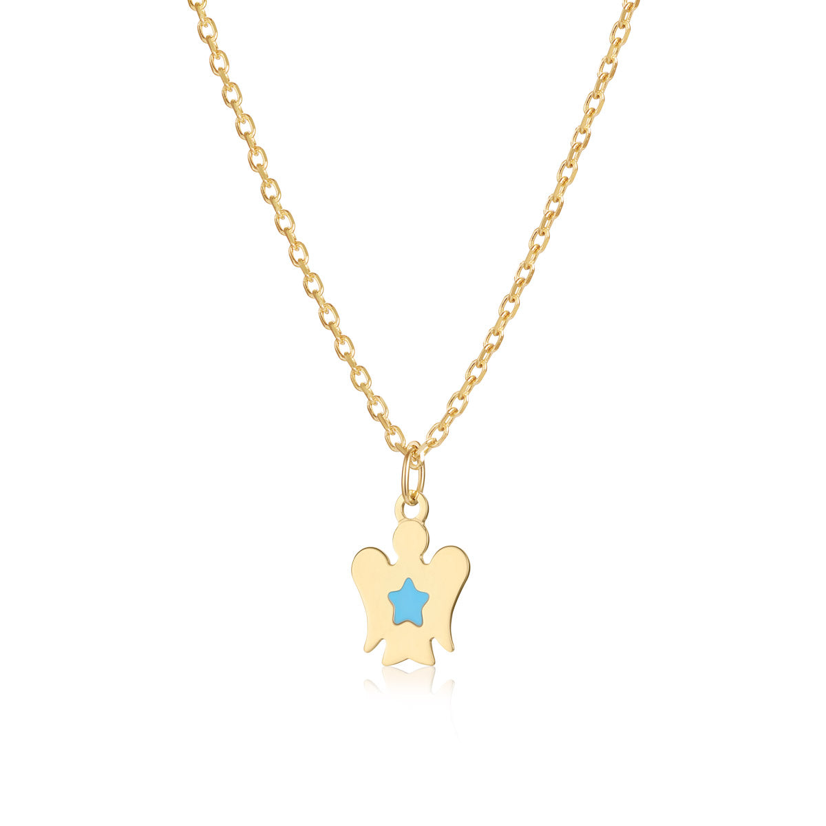 Collana oro bambino con angelo e stella azzurra