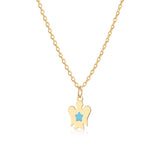 Gold child necklace with angel and blue star