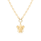 Necklace with angel pendant in gold and colored stones
