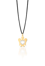 Collana Pendente Angelo in Oro giallo e cuore oro bianco
