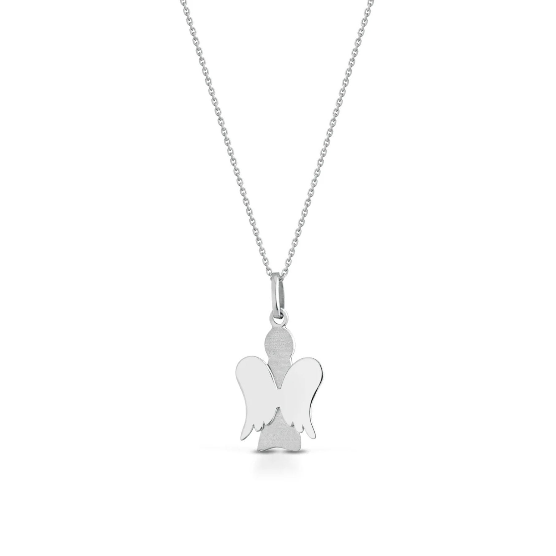 Collana con angelo e ali in oro bianco
