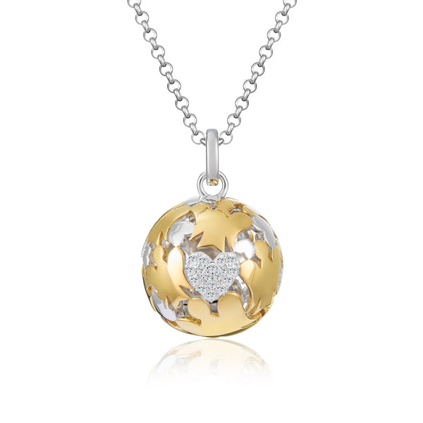 Collana Chiama Angeli in argento e cuore con zirconi