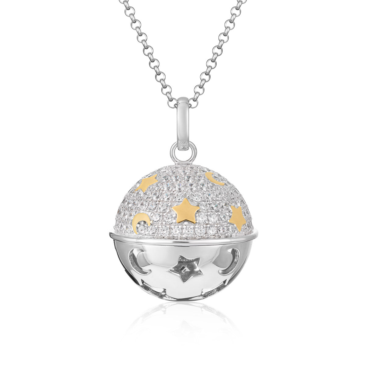 Collana Chiama Angeli In Argento Bianco E Giallo E Zirconi