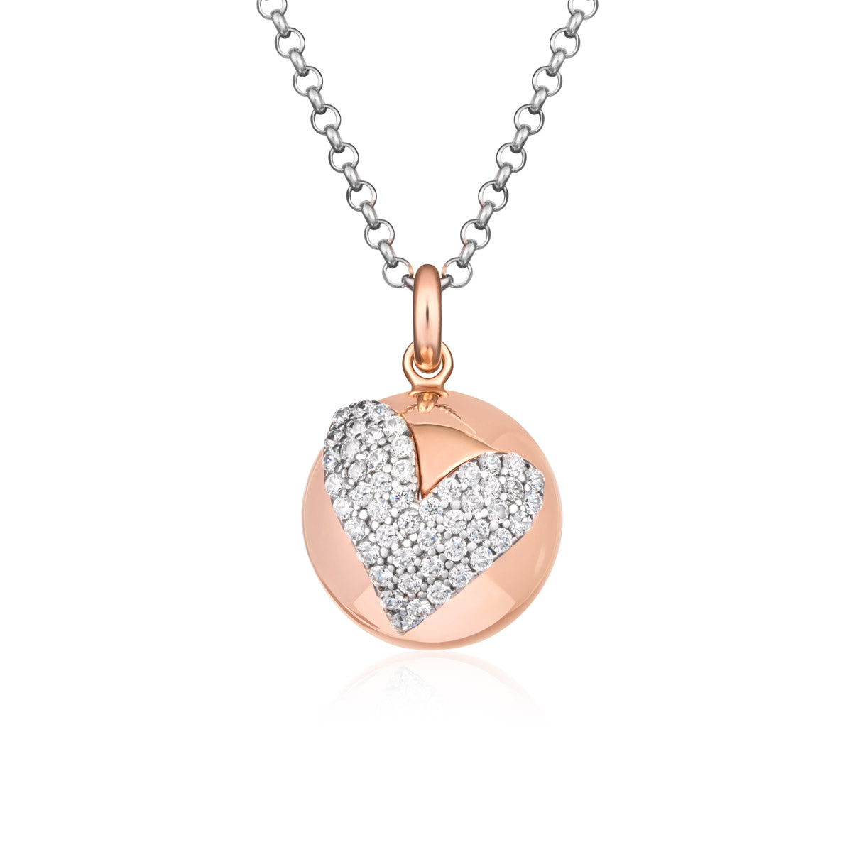 Chiama Angeli in argento rosato e cuore di zirconi