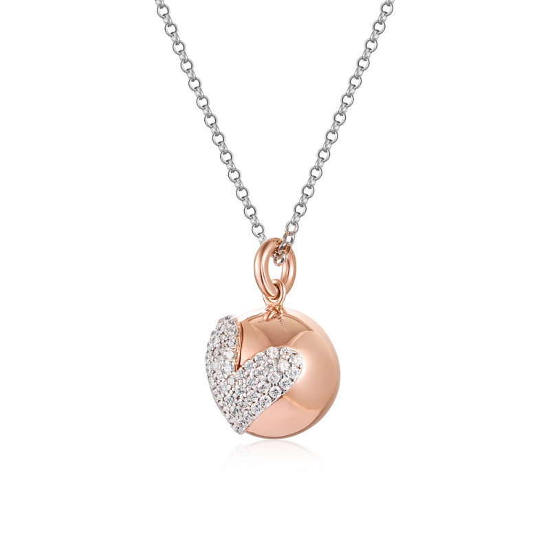 Chiama Angeli in argento rosato e cuore di zirconi