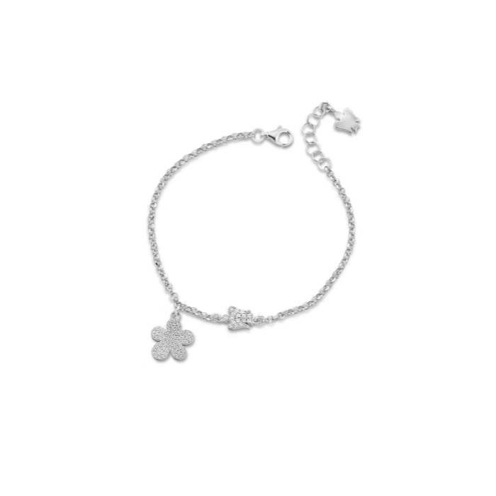 Bracciale in argento con fiore e angelo - Roberto Giannotti
