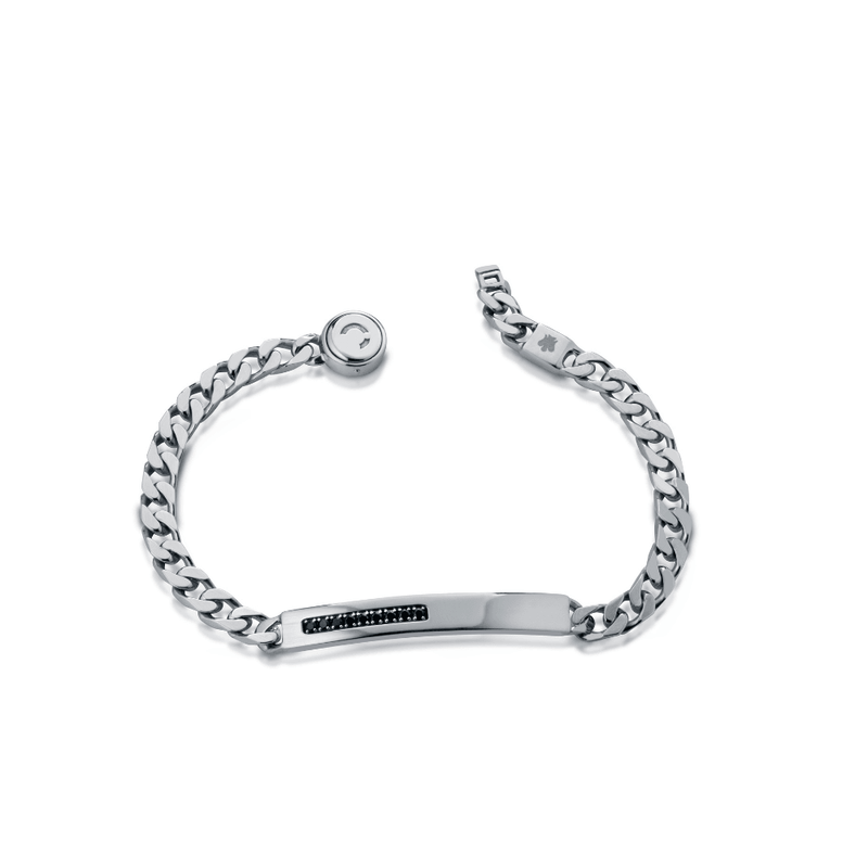 Bracciale piastrina uomo con spinelli neri - Roberto Giannotti