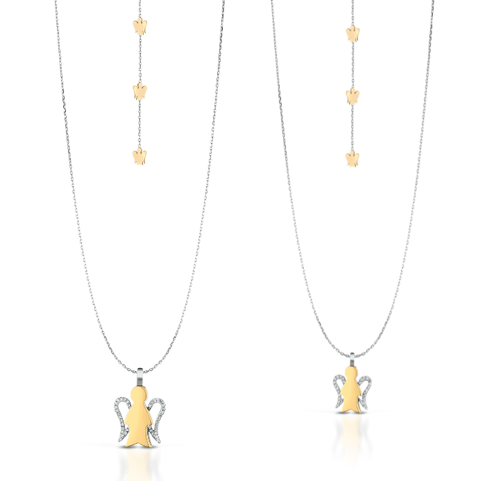 Collana con angelo in oro giallo e ali diamantate - Roberto Giannotti