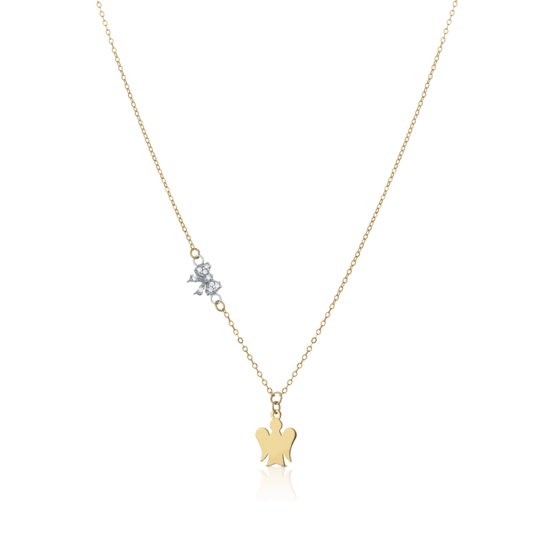 Collana Young con pendente angelo in oro giallo e fiocco - Roberto Giannotti