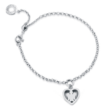 Bracciale con cuore charm smaltato lilla retro
