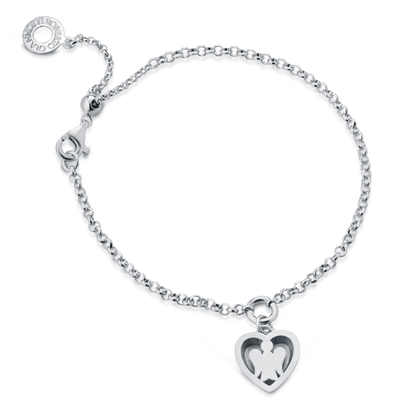 Bracciale con cuore charm smaltato lilla retro