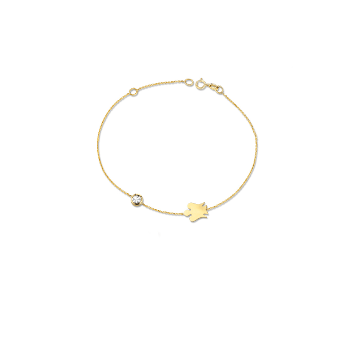 Bracciale in oro con punto luce e angelo