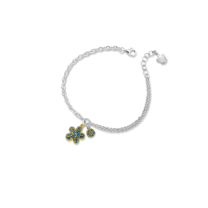 Bracciale in argento con fiore e zirconi azzurro e verde - Roberto Giannotti