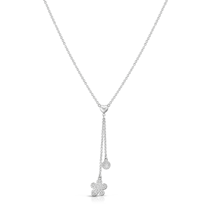 Collana a y in argento con fiore e paillettes - Roberto Giannotti