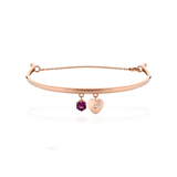 Bracciale semi rigido in oro rosa con rodolite e cuore con diamante - Roberto Giannotti