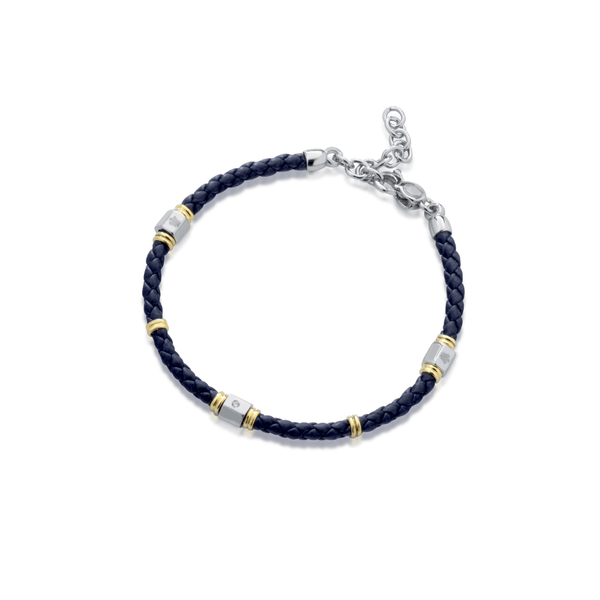 Bracciale uomo in pelle blu