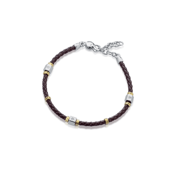 Bracciale uomo in pelle marrone