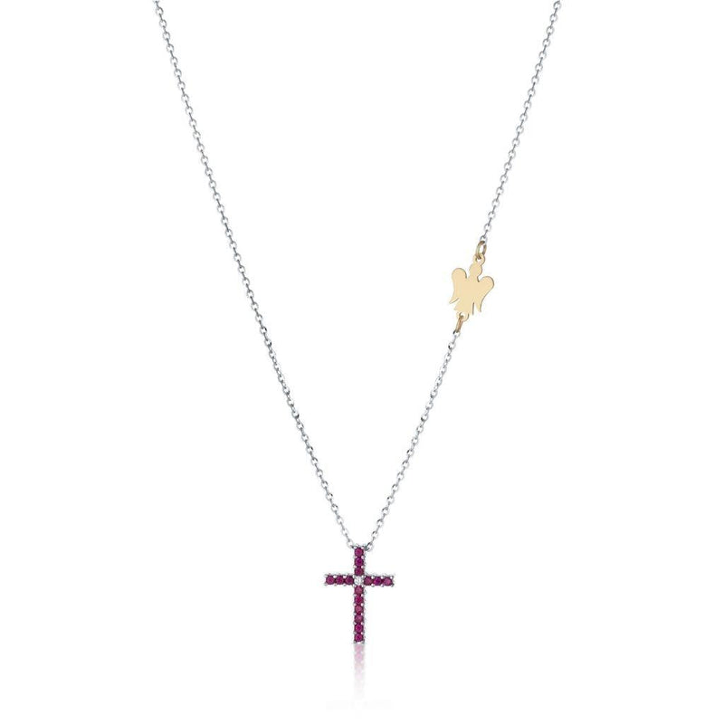 Collana con croce in oro bianco e rubini - Roberto Giannotti