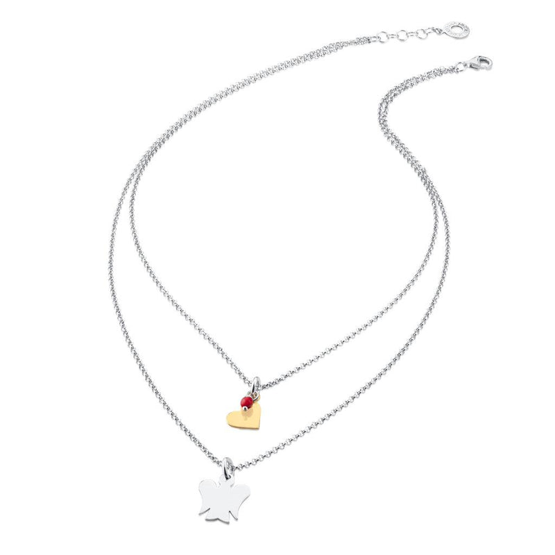 Collana a doppia catena con pendenti Angelo e Cuore - Roberto Giannotti