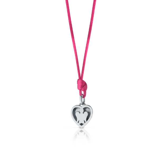 ciondolo cuore smaltato fucsia retro
