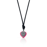 Ciondolo cuore smaltato fucsia in rutenio