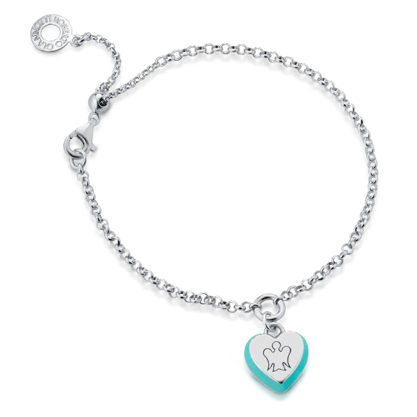 Bracciale con cuore charm smaltato azzurro