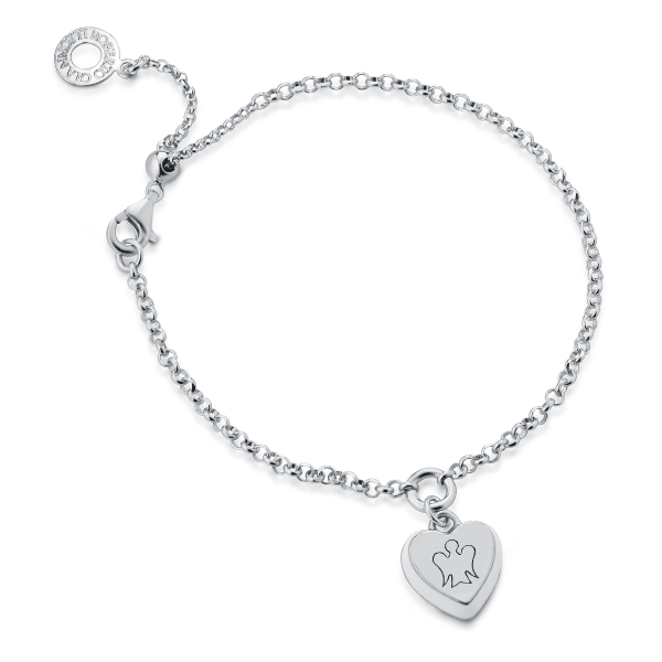 Bracciale con cuore charm smaltato panna