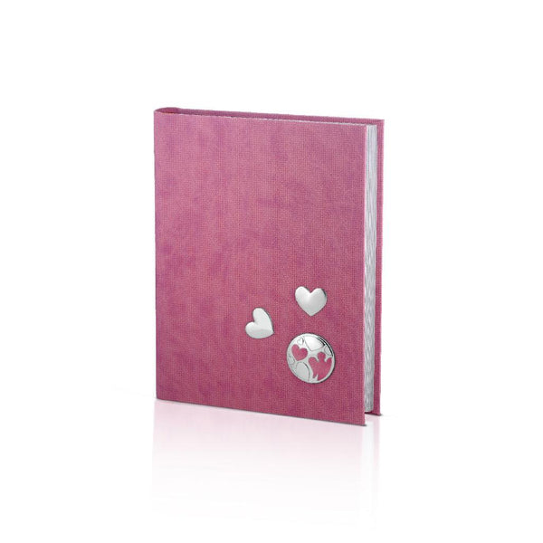 Album in Similpelle Rosa con Angeli e Cuori in Argento ROBERTO GIANNOTTI
