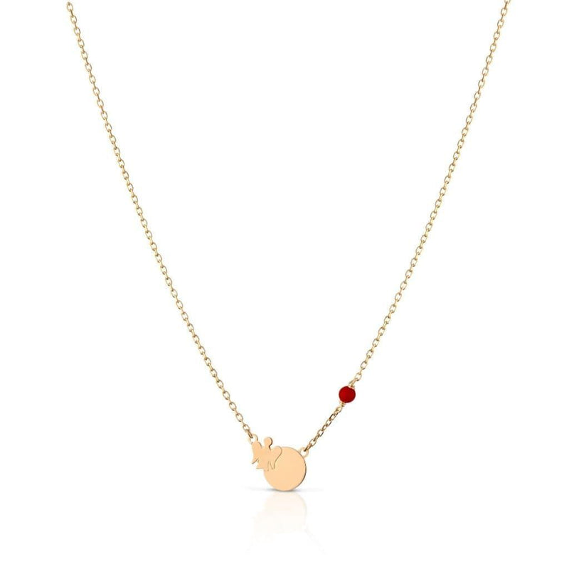 Collana bimbo/a in oro con piastrina angelo e corallo rosso - Roberto Giannotti