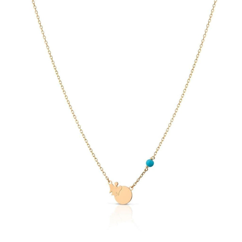 Collana bimbo/a in oro con piastrina angelo e turchese - Roberto Giannotti