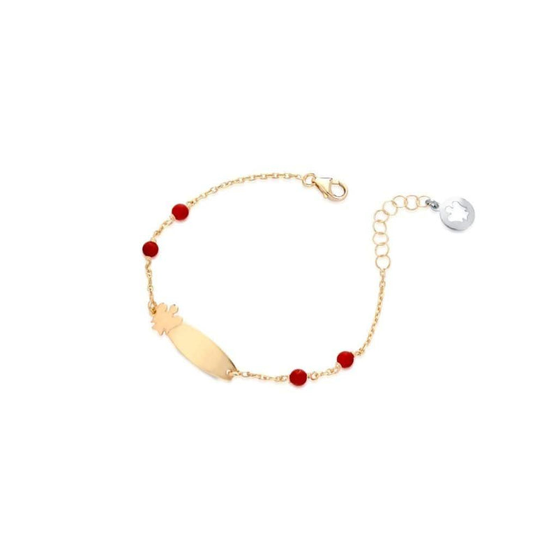 Bracciale bimbo/a in oro con targhetta angelo e coralli rossi - Roberto Giannotti