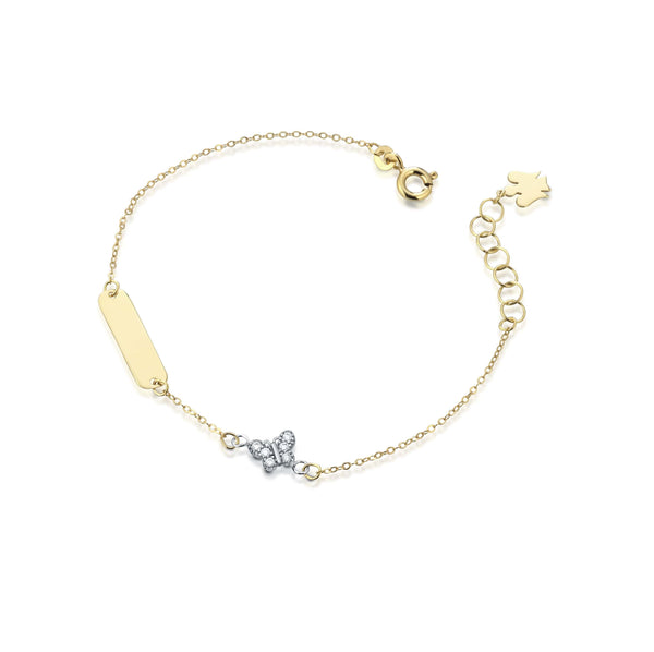 Bracciale Young con targhetta, angelo in oro giallo e farfalla - Roberto Giannotti