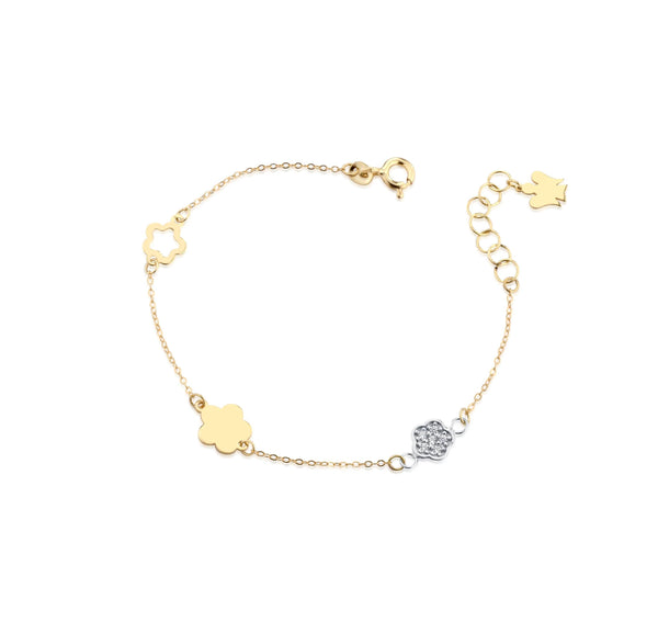 Bracciale Young con pendente angelo in oro giallo e fiore - Roberto Giannotti