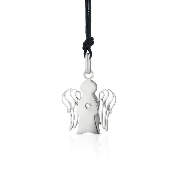 Pendente Angelo in Oro Bianco con Diamante - Roberto Giannotti