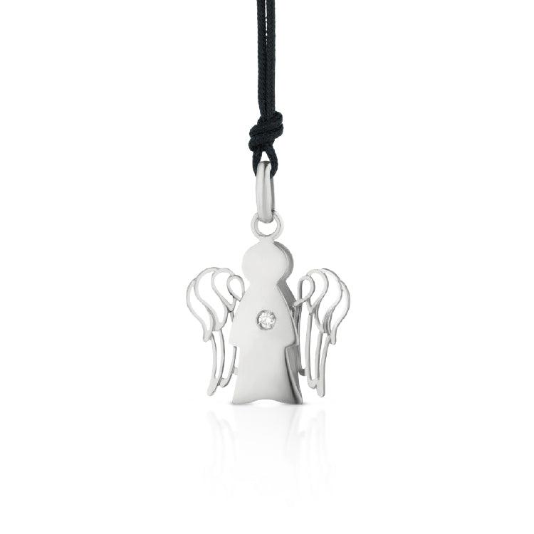Pendente Angelo in Oro Bianco con Diamante - Roberto Giannotti