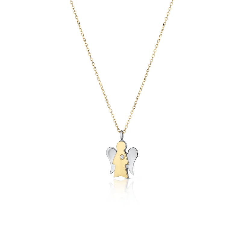 Collana con pendente angelo charm in oro e diamante  - Roberto Giannotti