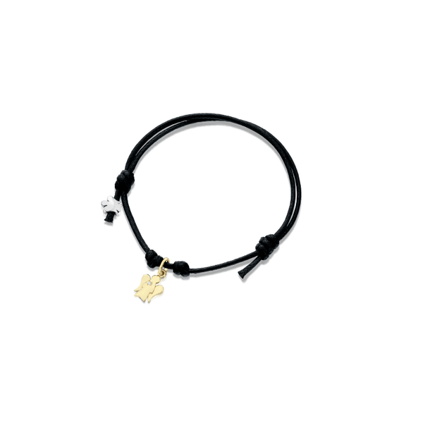 Bracciale cordino con pendente angelo charm in oro e diamante  - Roberto Giannotti