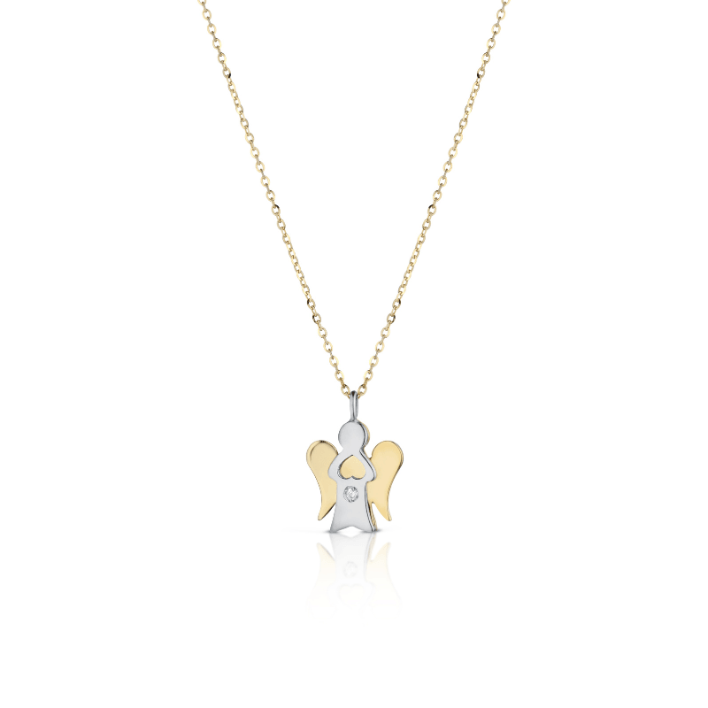 Collana con pendente angelo abbraccio in oro e diamante  - Roberto Giannotti