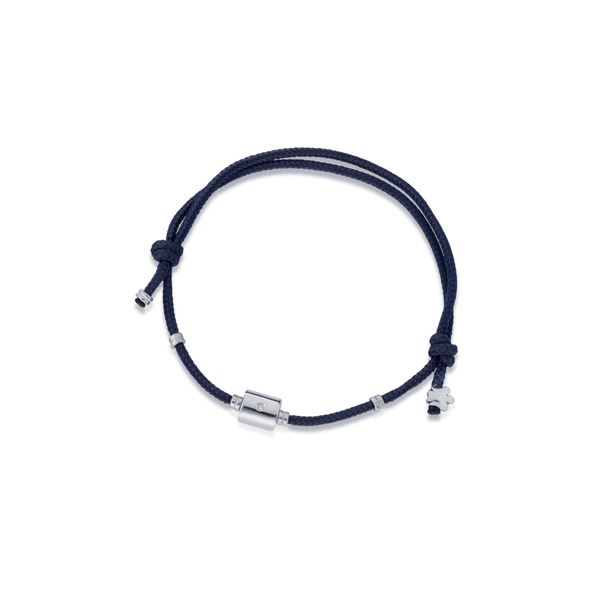 Bracciale uomo cordino blu con elemento in argento e diamante - Roberto Giannotti