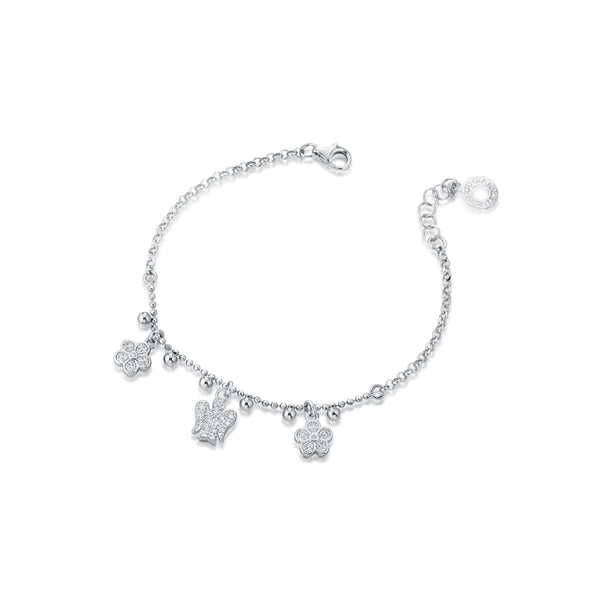 Bracciale Con Angelo E Fiori Charms In Argento E Zirconi - Roberto Giannotti