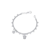 Bracciale A Doppia Catena Con Angelo E Fiore Charms In Argento E Zirconi - Roberto Giannotti