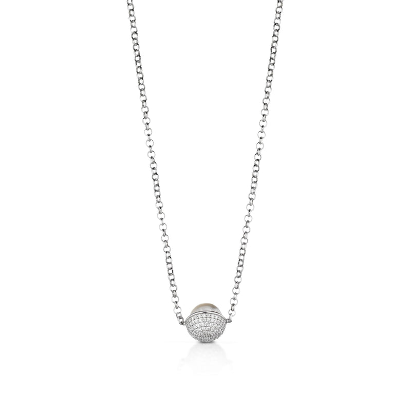 Collana in argento con perle e zirconi bianchi - Roberto Giannotti